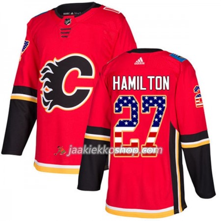 Miehille NHL Calgary Flames Pelipaita Dougie Hamilton 27 Adidas 2017-2018 Punainen USA Flag Fashion Authentic